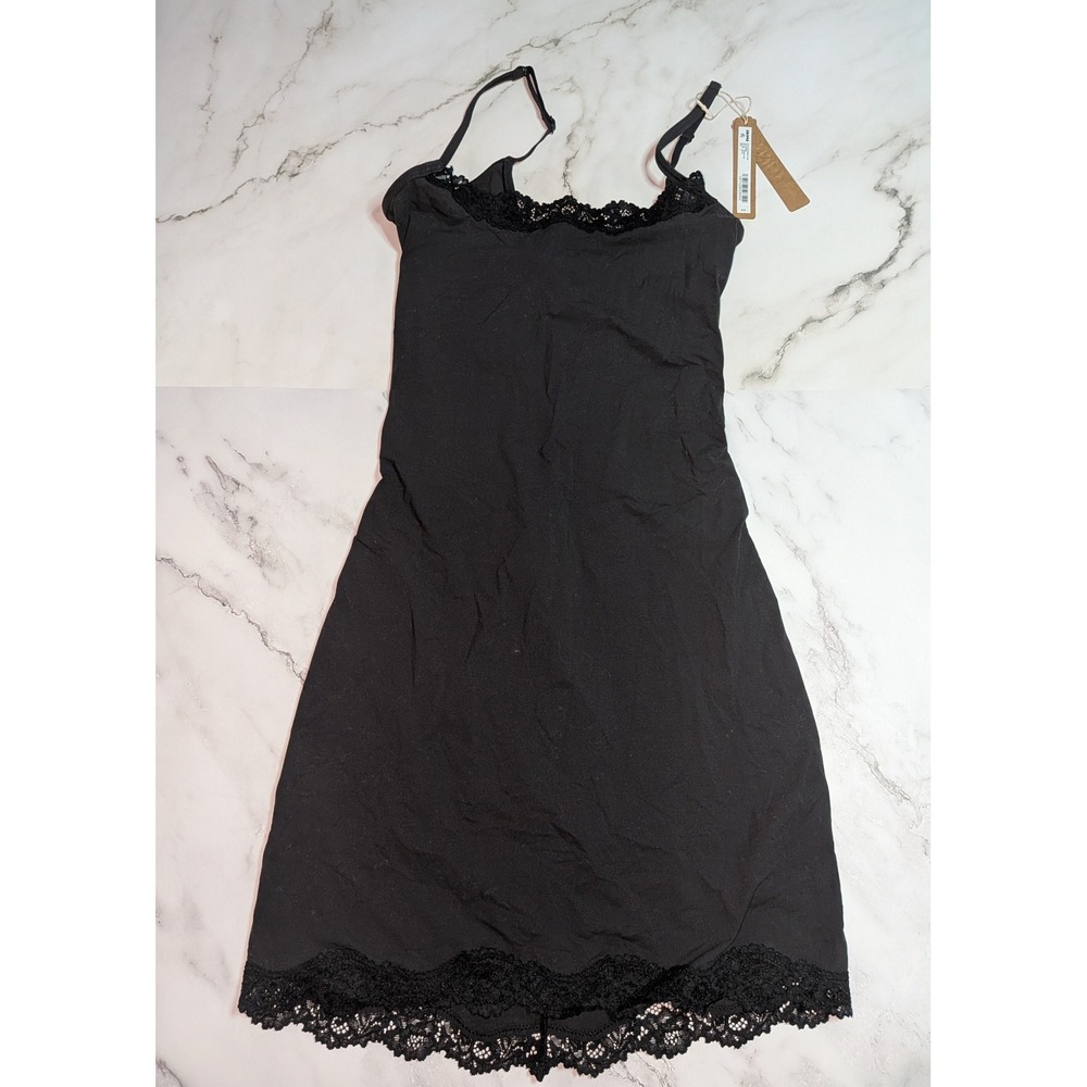 Skims Fits Everybody Lace Slip Dress Onyx Black DR-MIN-4132 Womens Small NWT